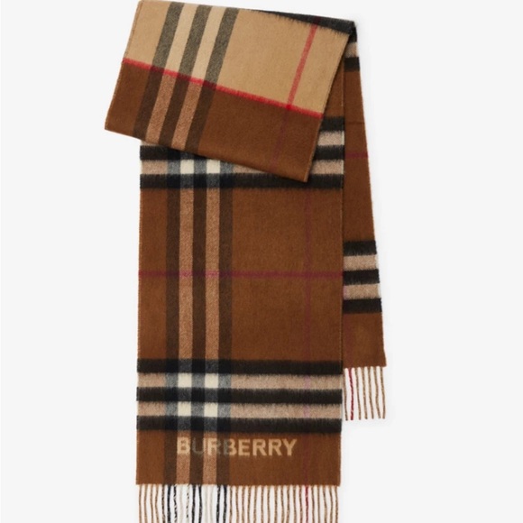 Burberry Cashmere scarf with a double-sided Colors Archive Beige And Birch Brown - Picture 1 of 9